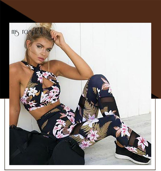 Floral Sporting Suit Top+Leggings
