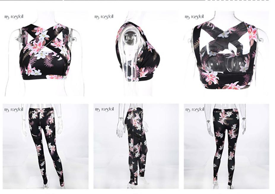 Floral Sporting Suit Top+Leggings Set
