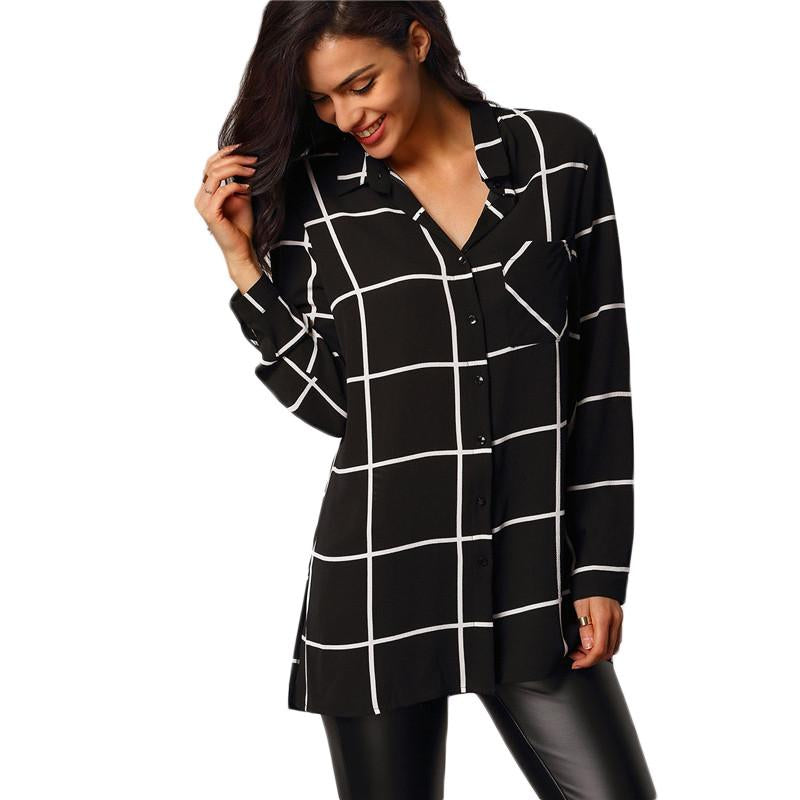 Black Long Sleeve Plaid Shirt