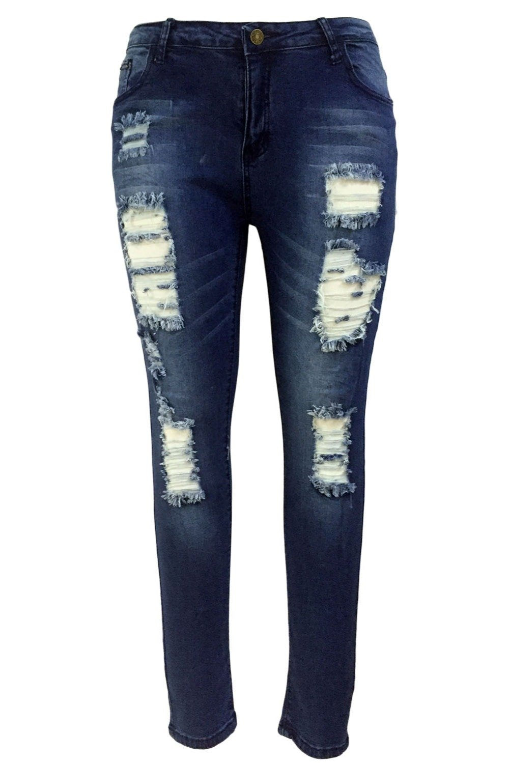 Sandblasted Distressed Wash Skinny Jeans