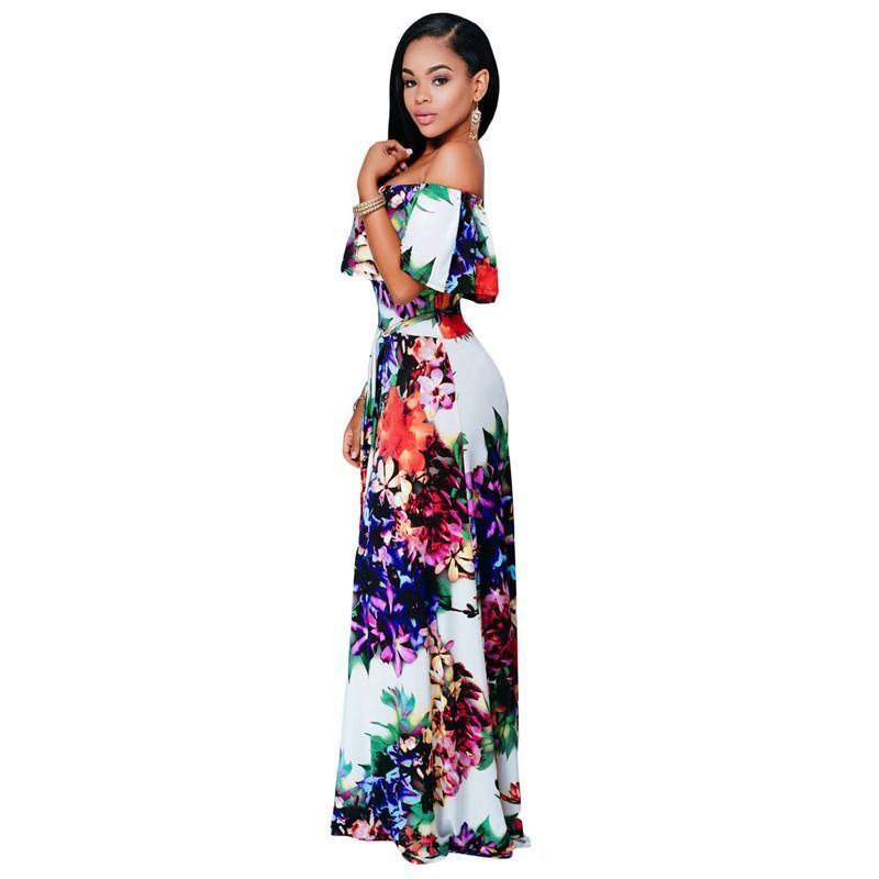 Multi-Color Strapless Floral Maxi Dress
