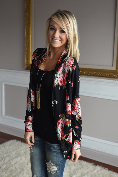 Floral Print Long Sleeve Cardigan