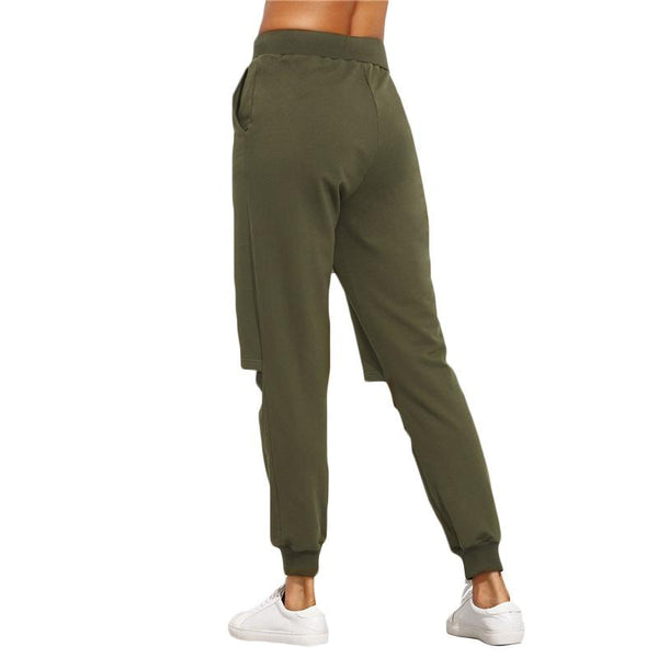Army Green Knee Cut  Out Joggers