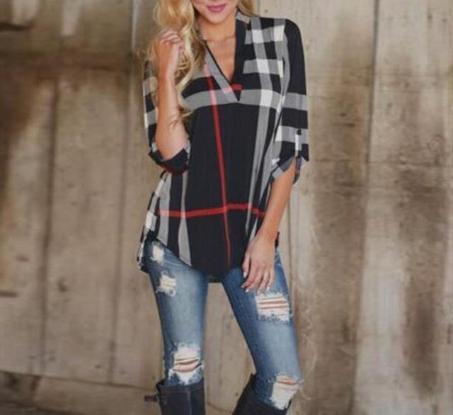 Bold Plaid Print Top