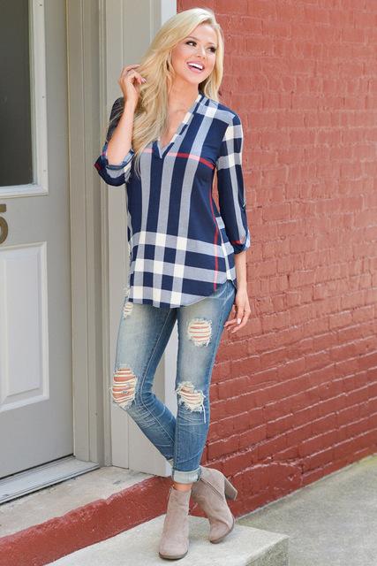 Bold Plaid Print Top