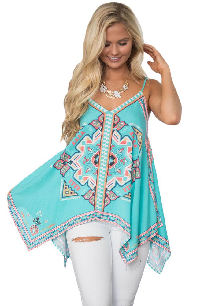 Vintage Printed Loose Flow Tank Top