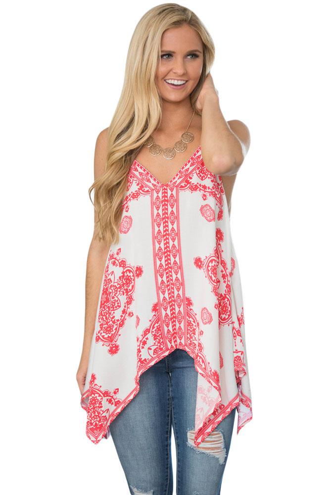 Vintage Printed Loose Flow Tank Top