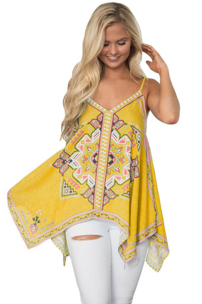 Vintage Printed Loose Flow Tank Top