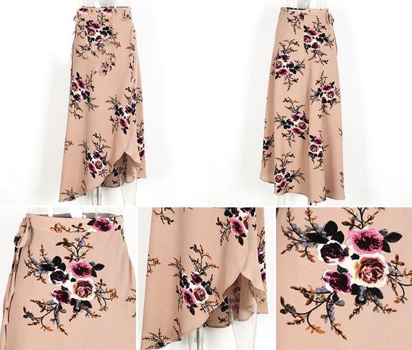 Floral Vintage Front Slit Maxi Skirt