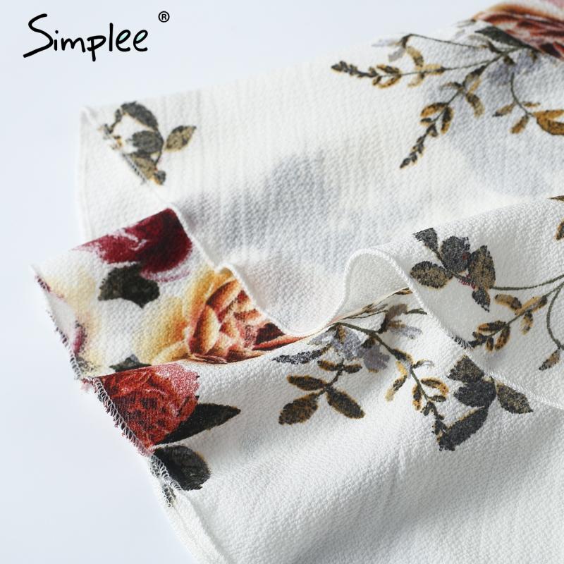 White Floral Print A-line Deep V Neck Backless Spaghetti Strap Mini  Dress