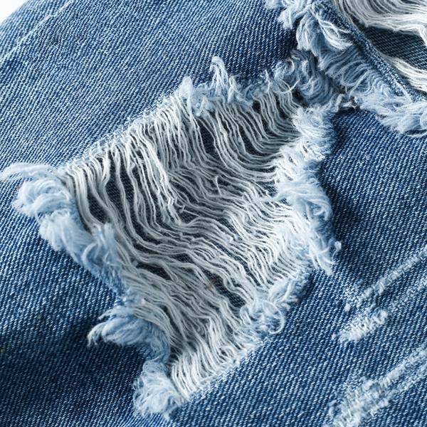 Distressed Hollow Out Denim Capri