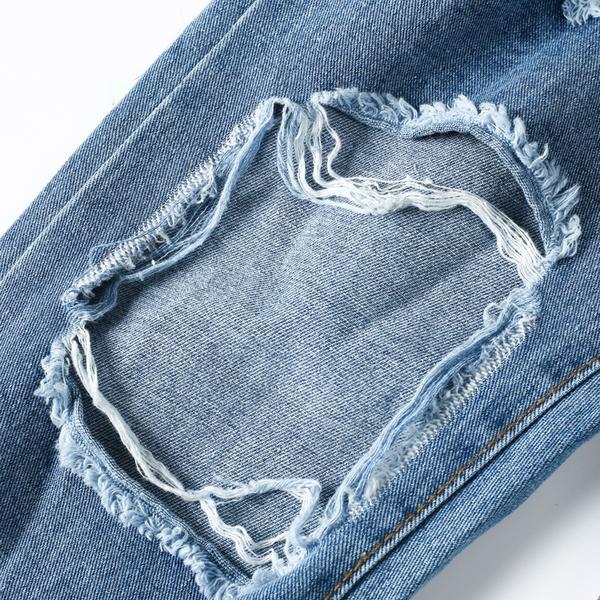 Distressed Hollow Out Denim Capri