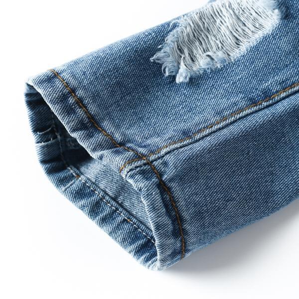 Distressed Hollow Out Denim Capri