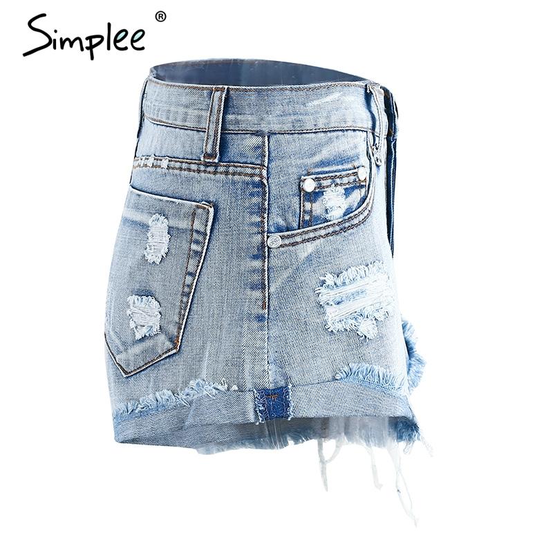 Vintage ripped hole fringe pocket denim shorts