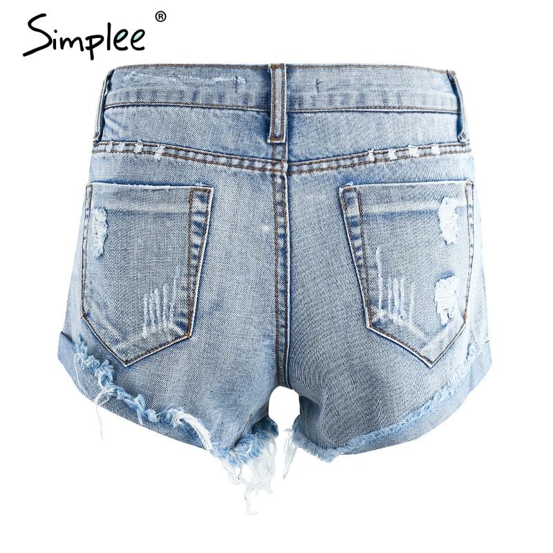 Vintage ripped hole fringe pocket denim shorts