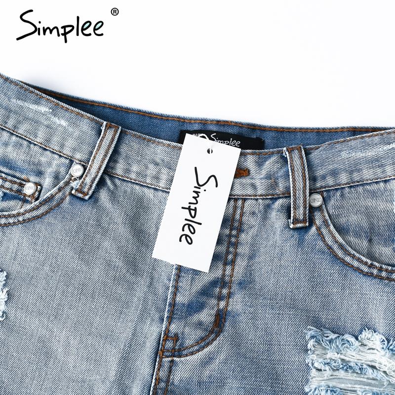 Vintage ripped hole fringe pocket denim shorts