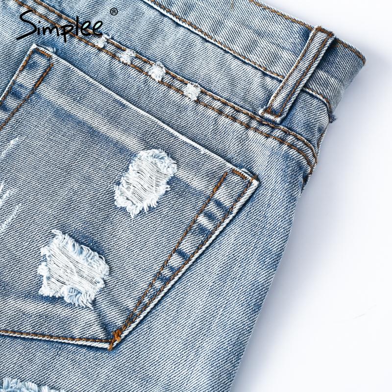 Vintage ripped hole fringe pocket denim shorts