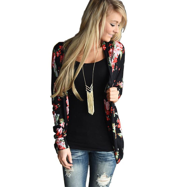 Floral Print Long Sleeve Cardigan