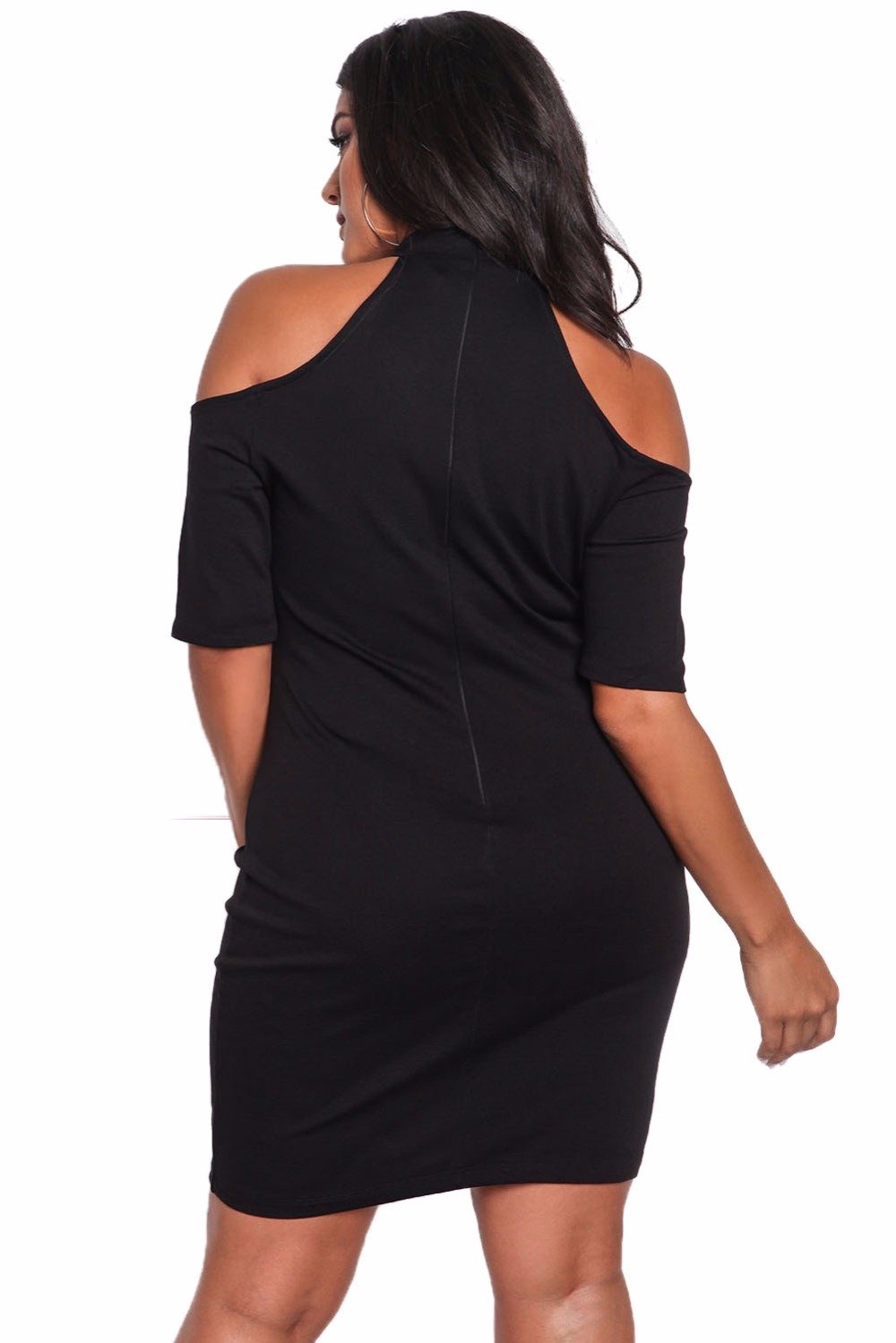 Rose Applique Cold Shoulder Bodycon Dress
