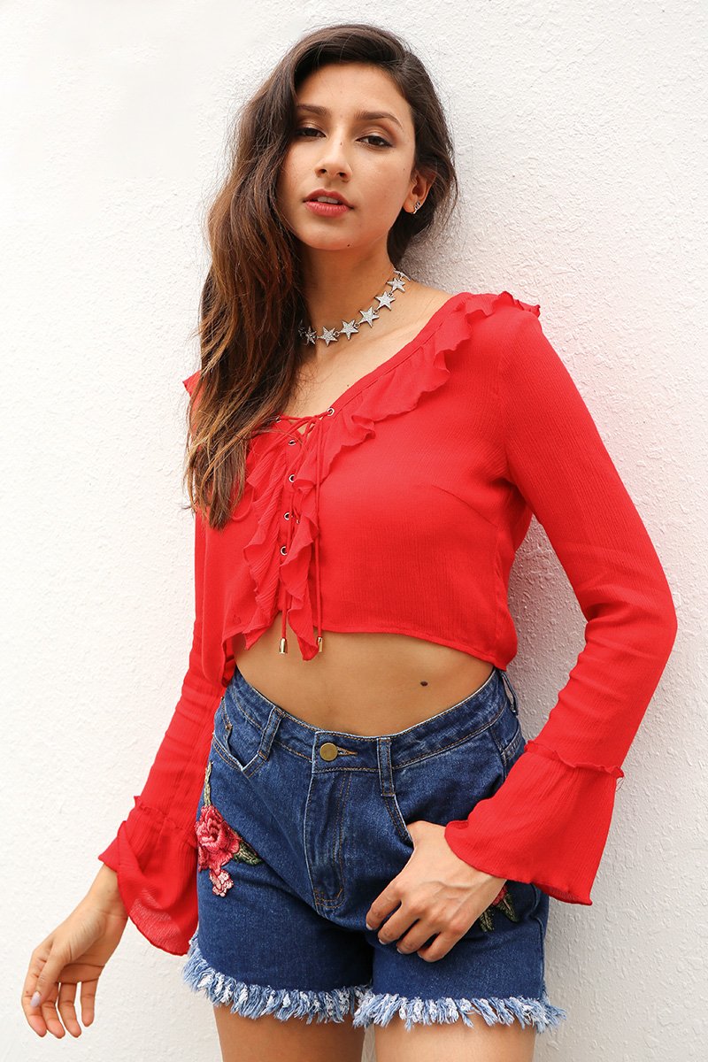 Flower Embroidery High Waist Tassel Fringe Denim Shorts