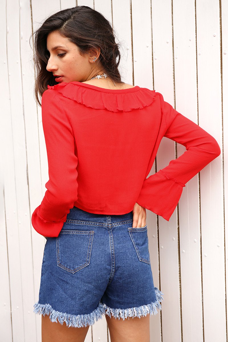 Flower Embroidery High Waist Tassel Fringe Denim Shorts