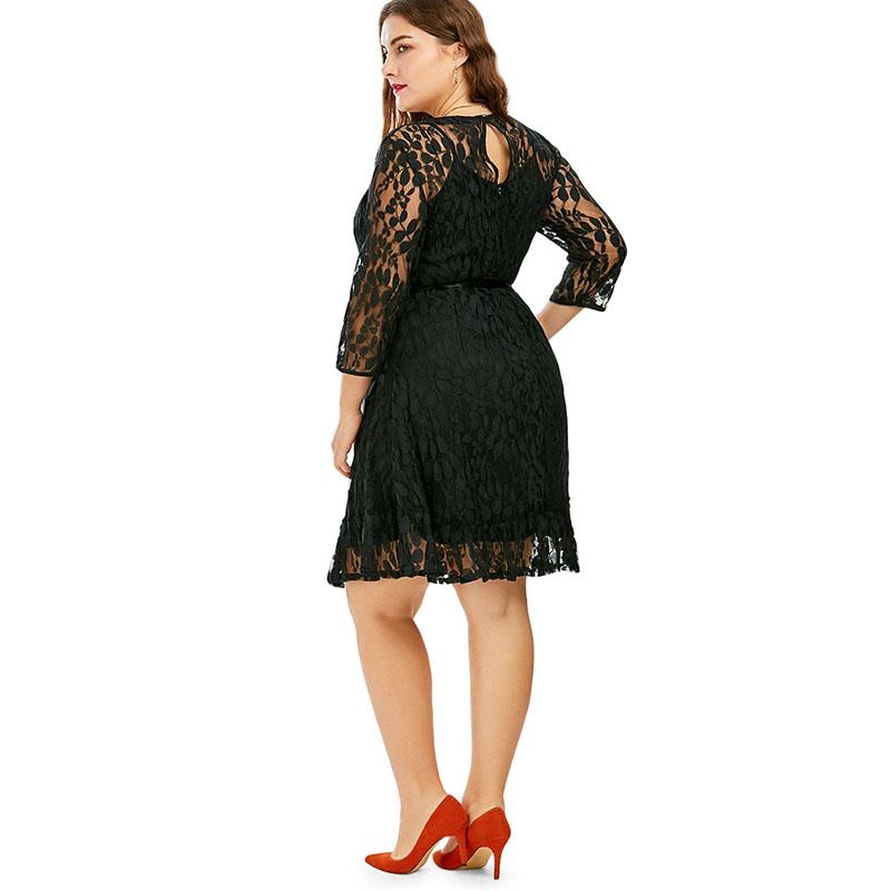 Plus Size Vintage Lace Dress With Belt