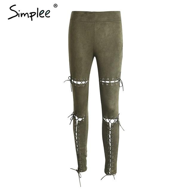 Suede Bodycon Lace Up Capri Pants