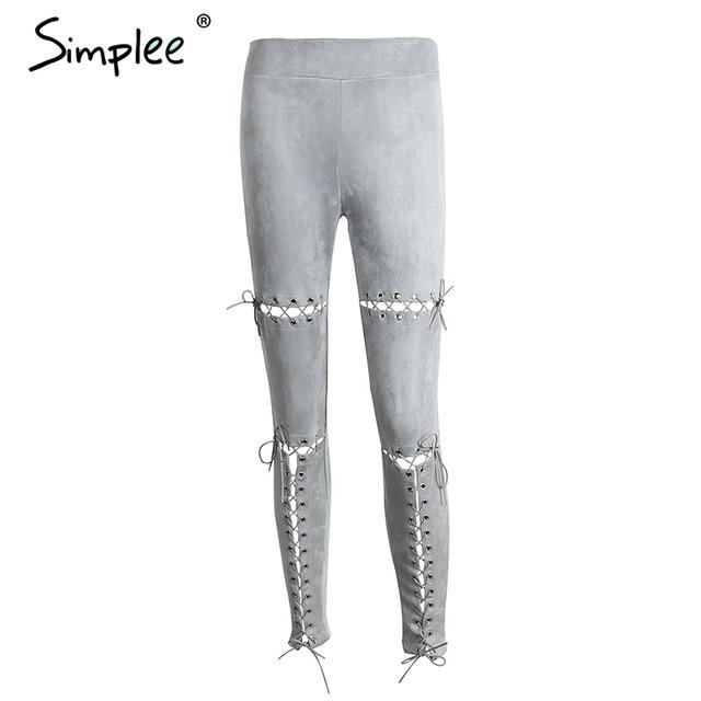 Suede Bodycon Lace Up Capri Pants