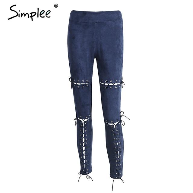 Suede Bodycon Lace Up Capri Pants