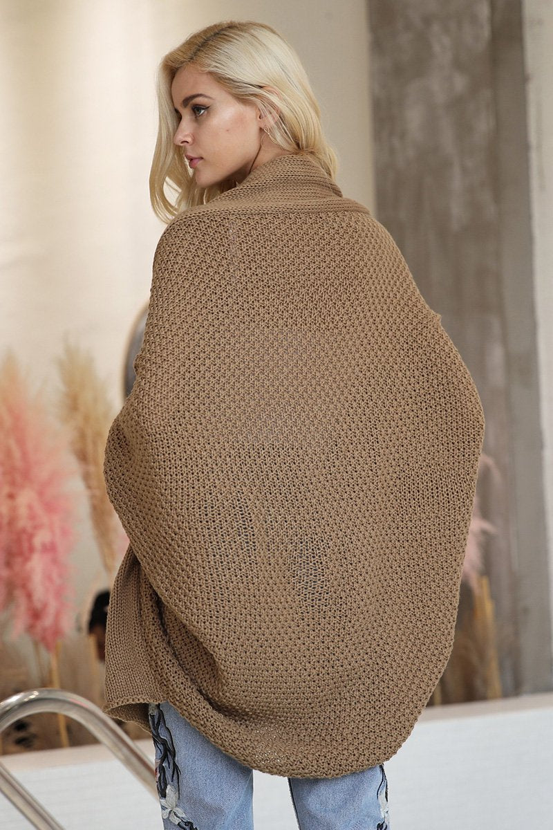 Khaki Batwing Shrug Cardigan Sweater
