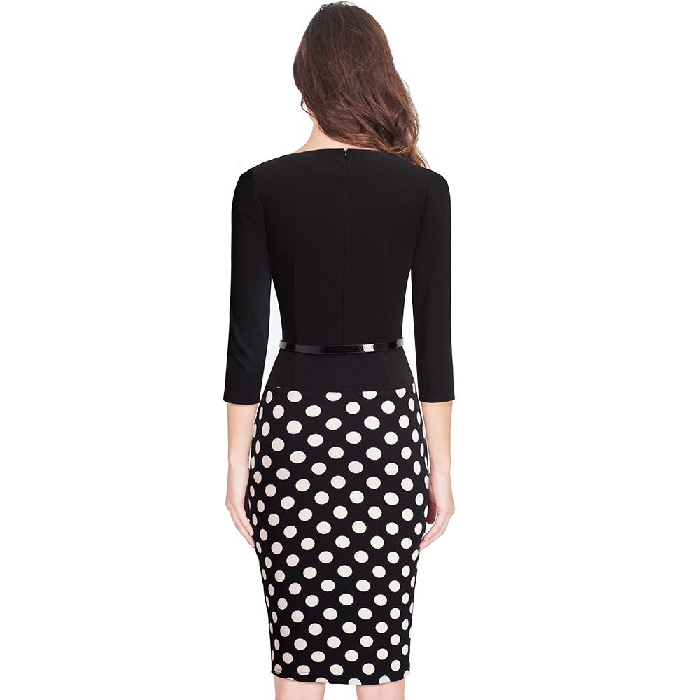 One-piece Faux Jacket Retro Black/White Polka Dot Dress