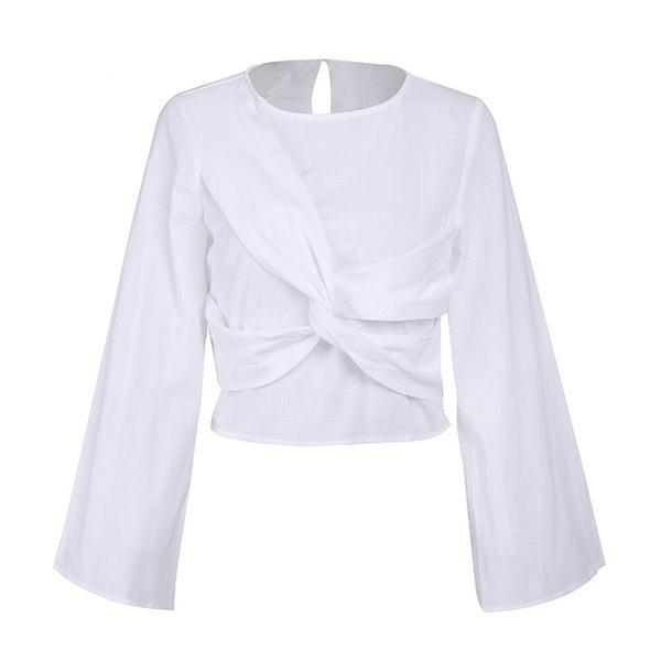 Cross Front Tie Flare Sleeve