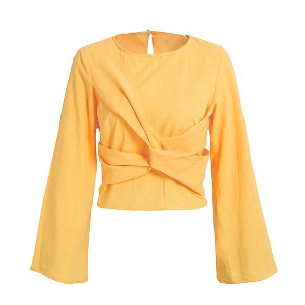 Cross Front Tie Flare Sleeve