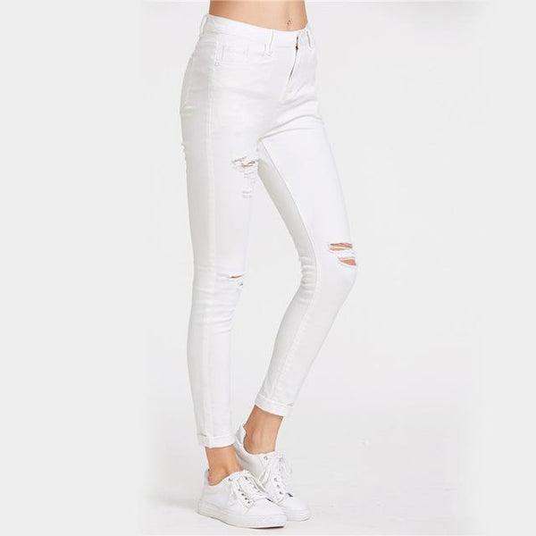 White Ripped Skinny Jeans