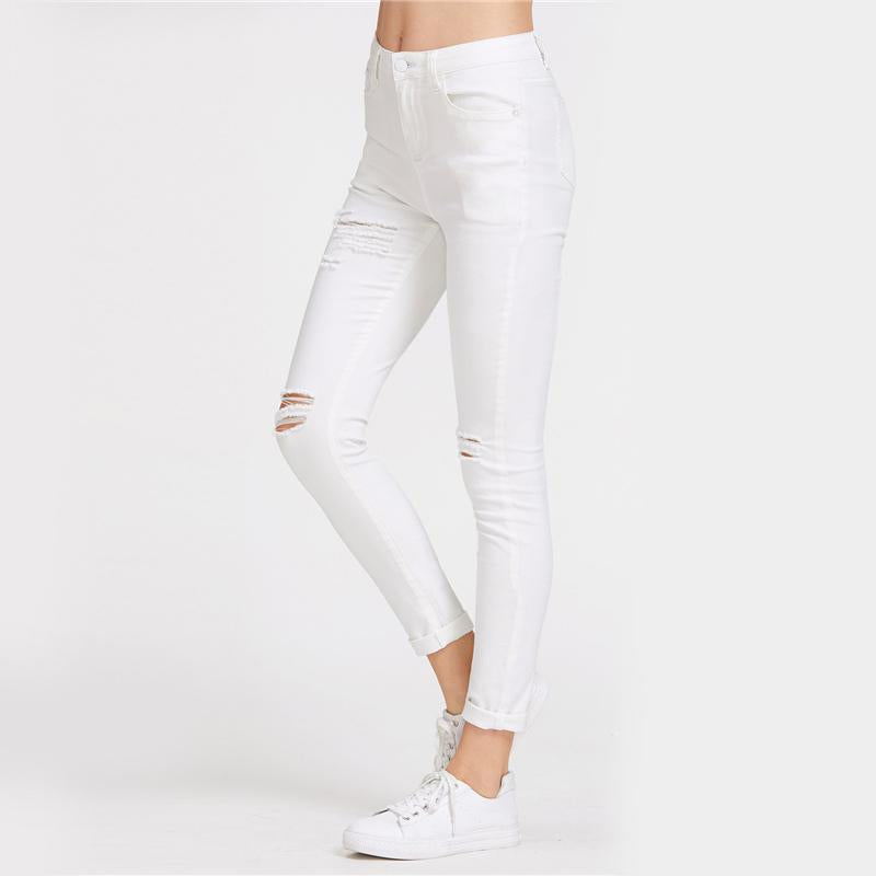 White Ripped Skinny Jeans