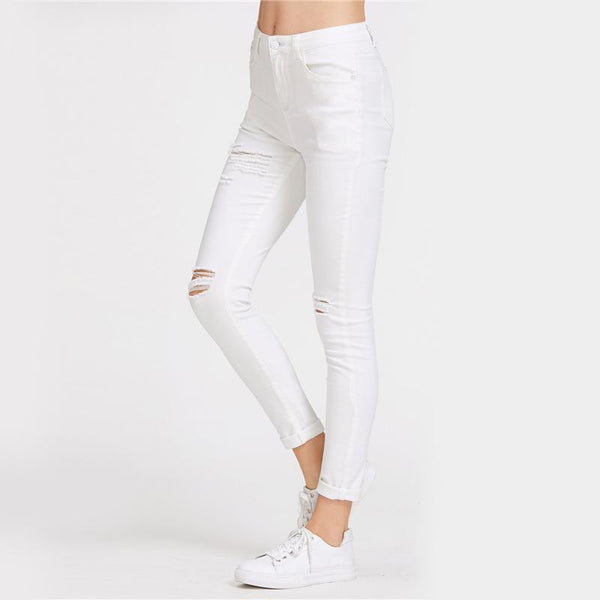 White Ripped Skinny Jeans