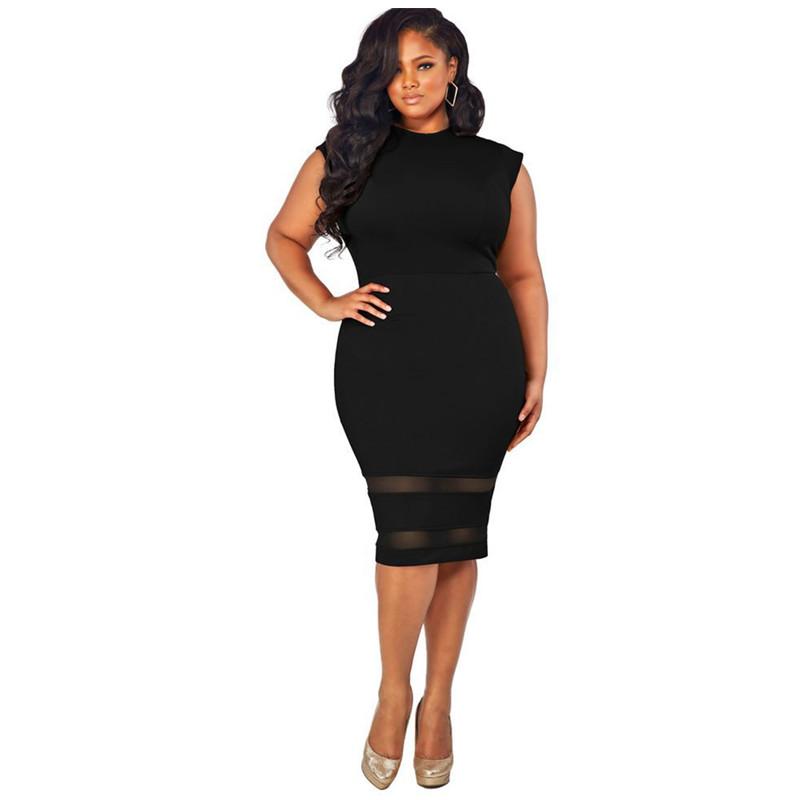 Plus Size Transparent Stripped Bottom Bodycon Dress