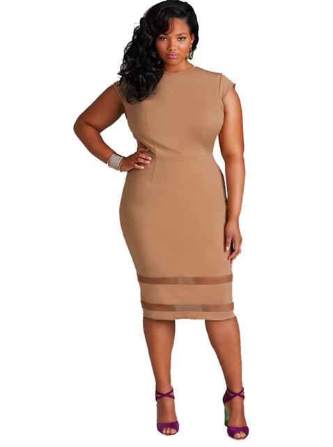 Plus Size Transparent Stripped Bottom Bodycon Dress