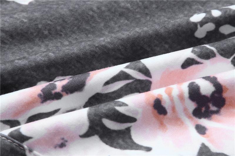 Floral Printed Long Sleeve Casual Hoodie Sweatshirt