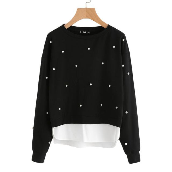 Pearl Beading 2 In 1 Sweater