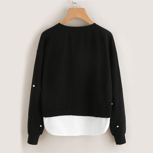 Pearl Beading 2 In 1 Sweater
