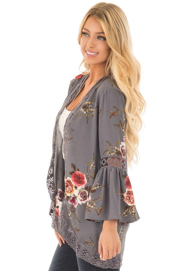 Floral Flare Sleeve Loose Cardigan