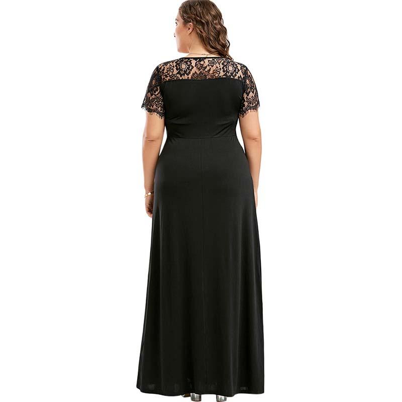 Plus Size Vintage Sexy Black Maxi  Dress