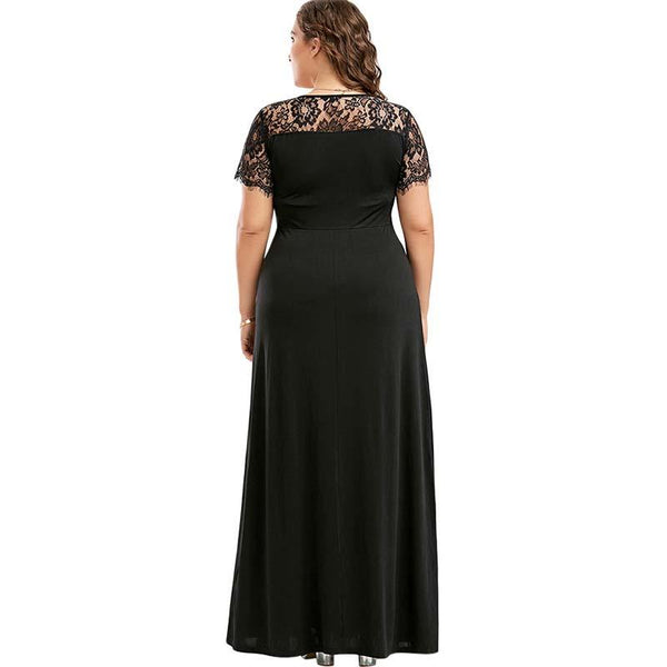 Plus Size Vintage Sexy Black Maxi  Dress