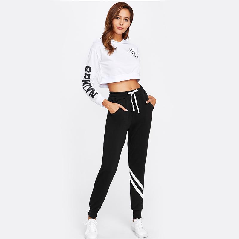 Striped Trim Palazzo Sweatpants