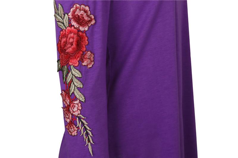 Embroidery Red Flower Floral Cold Shoulder