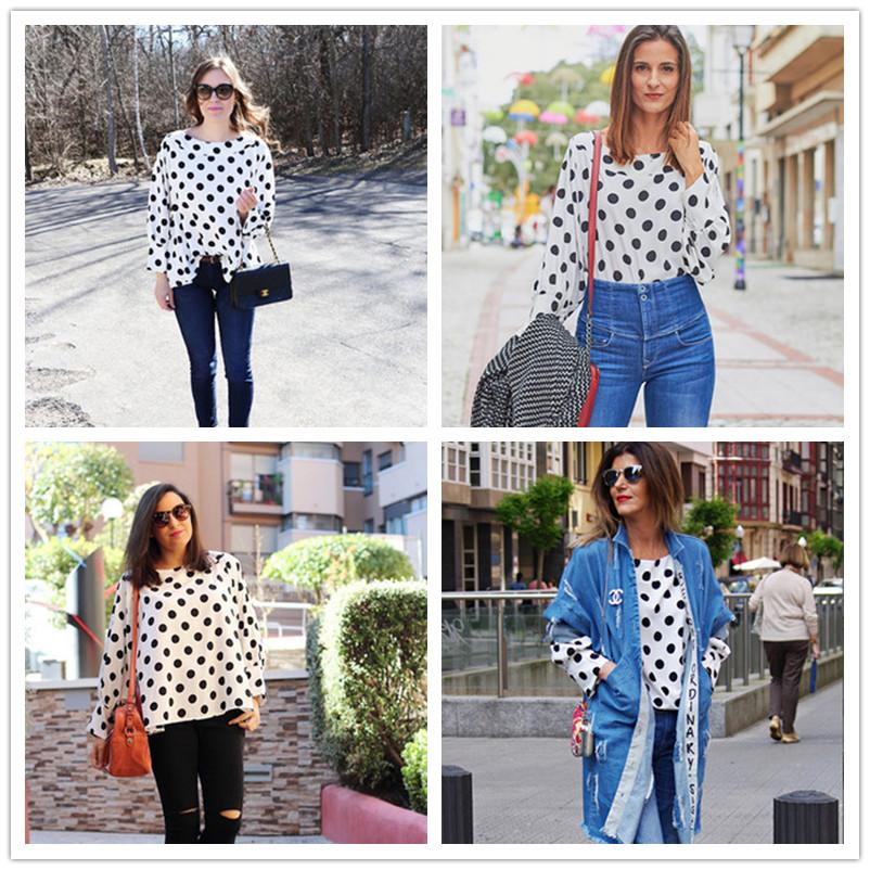 Vintage Polka Dot Batwing Sleeve Top