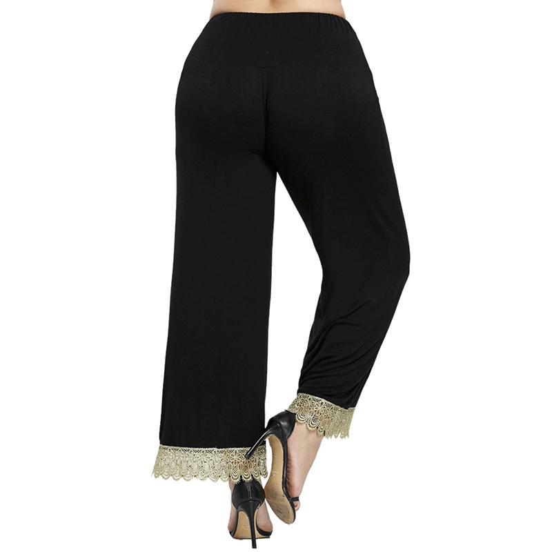 Plus Size Lace Crochet Black Wide Leg Pant