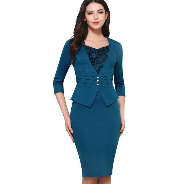Vintage Lace Sweet Heart-Neck Knee Length Bodycon Pencil Dress