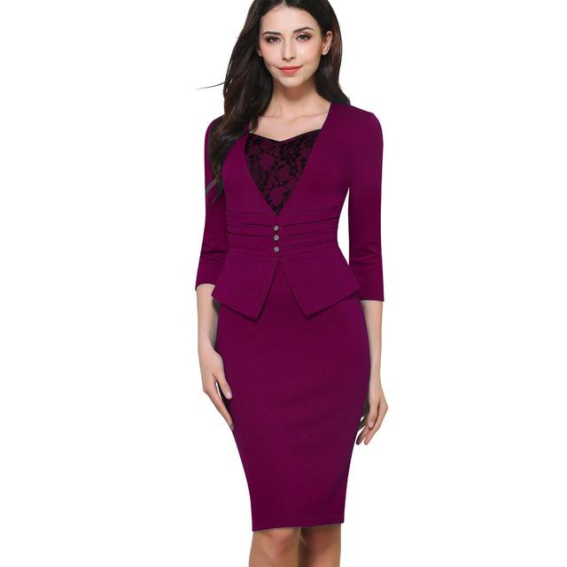 Vintage Lace Sweet Heart-Neck Knee Length Bodycon Pencil Dress